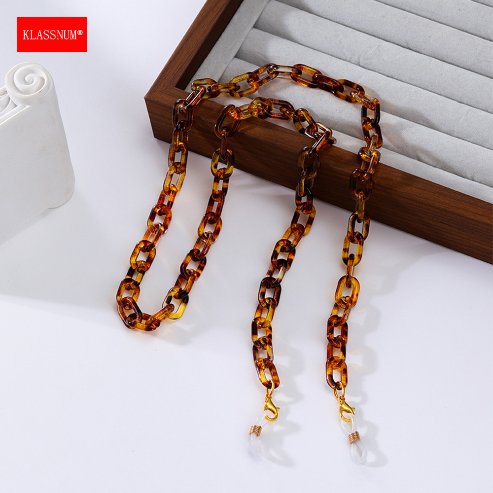 Sunglass Retainer Cord - KLASSNUM Multicolor Brown Acrylic Sunglasses Lanyard