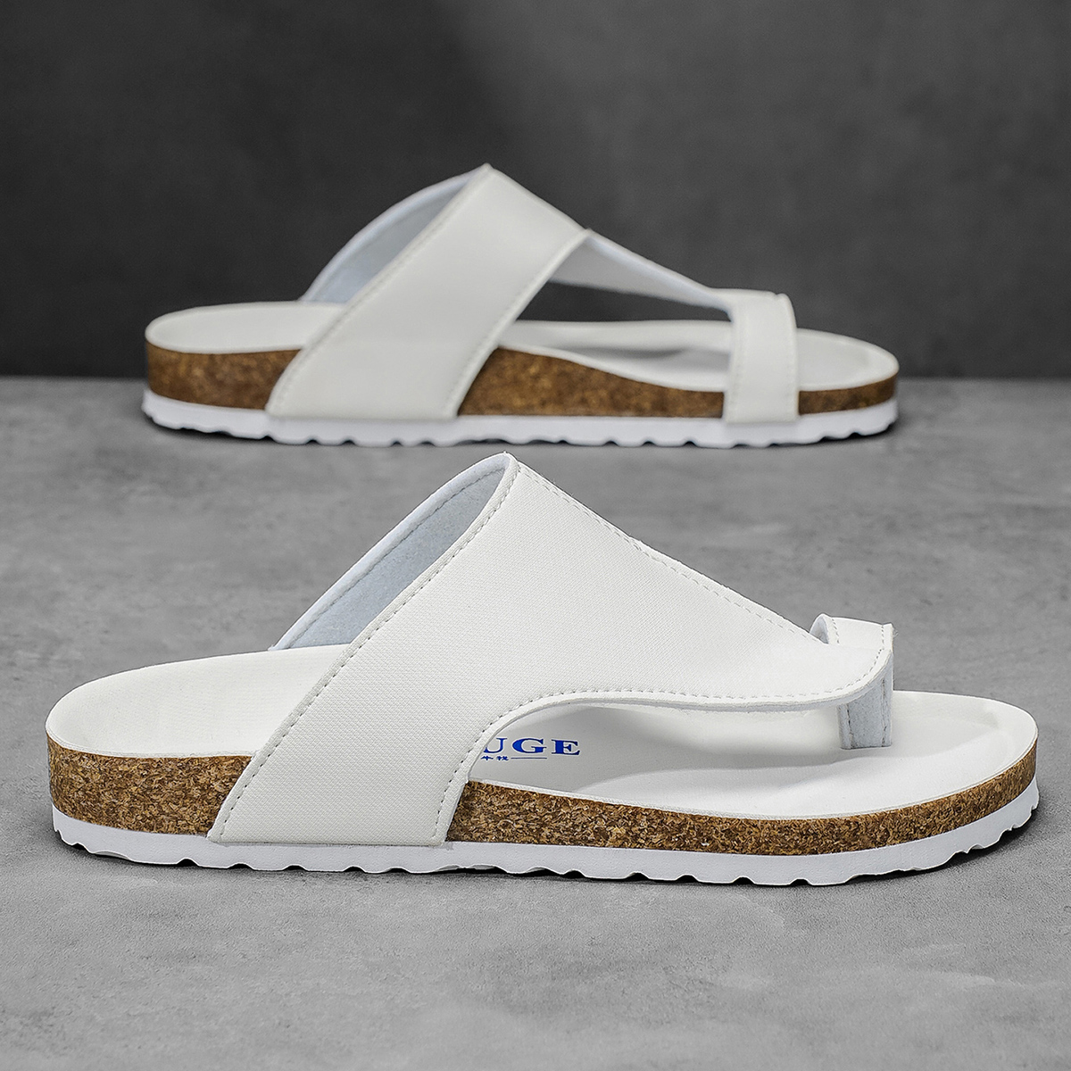 Flip Flop Leather Men - Big Size 48 49 Cork Slippers