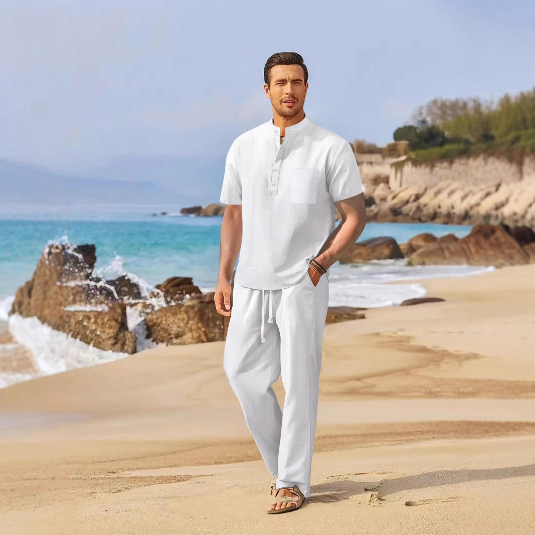 Loose Casual Cotton Linen Men' - Linen Shirt Breathable avis et prix