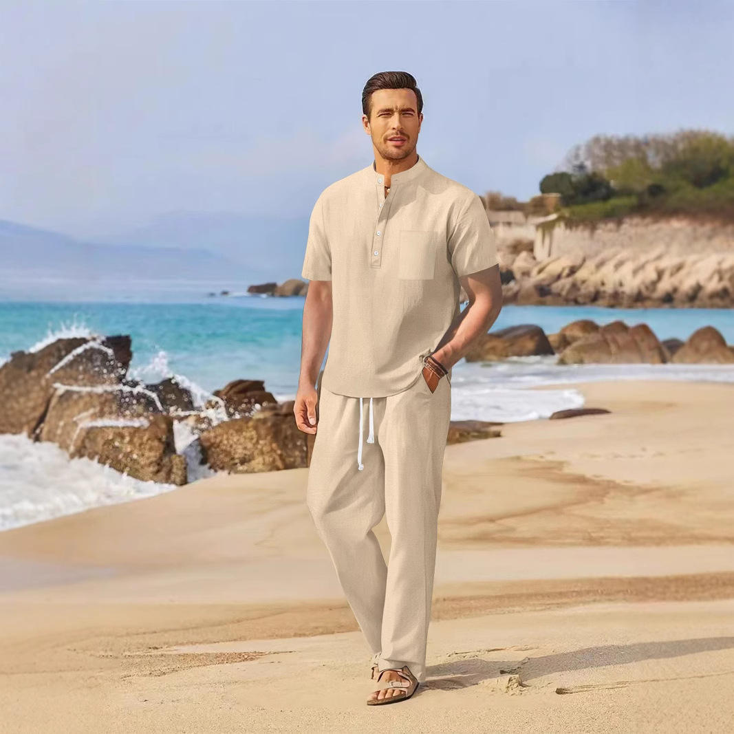 Loose Casual Cotton Linen Men' - Linen Shirt Breathable avis et prix