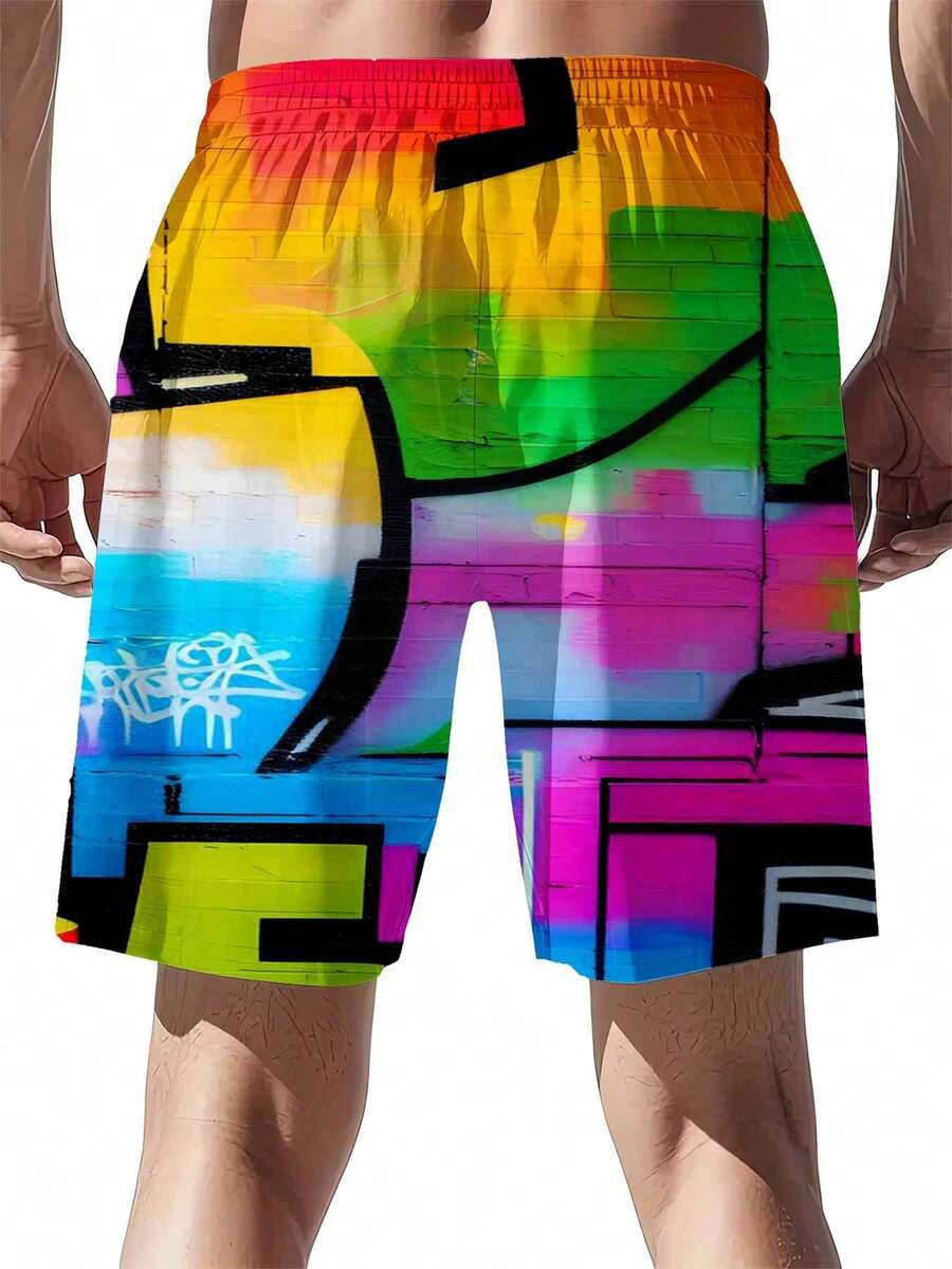 Mens Rainbow Graffiti Print Sw - Swim Trunk Quick Dry avis et prix