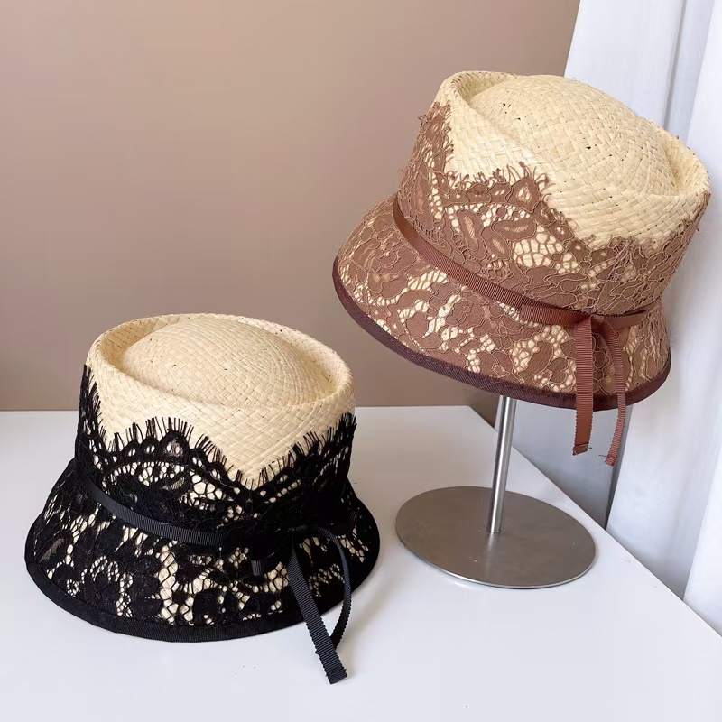 Fashion Japanese New Lace Deco - Bucket Hat Straw avis et prix