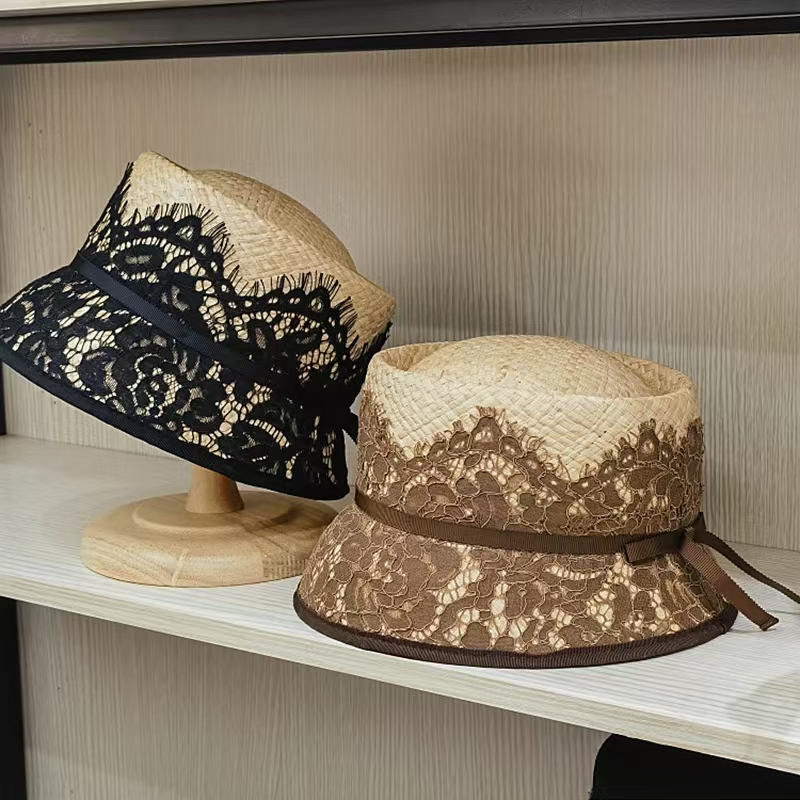Fashion Japanese New Lace Deco - Bucket Hat Straw avis et prix