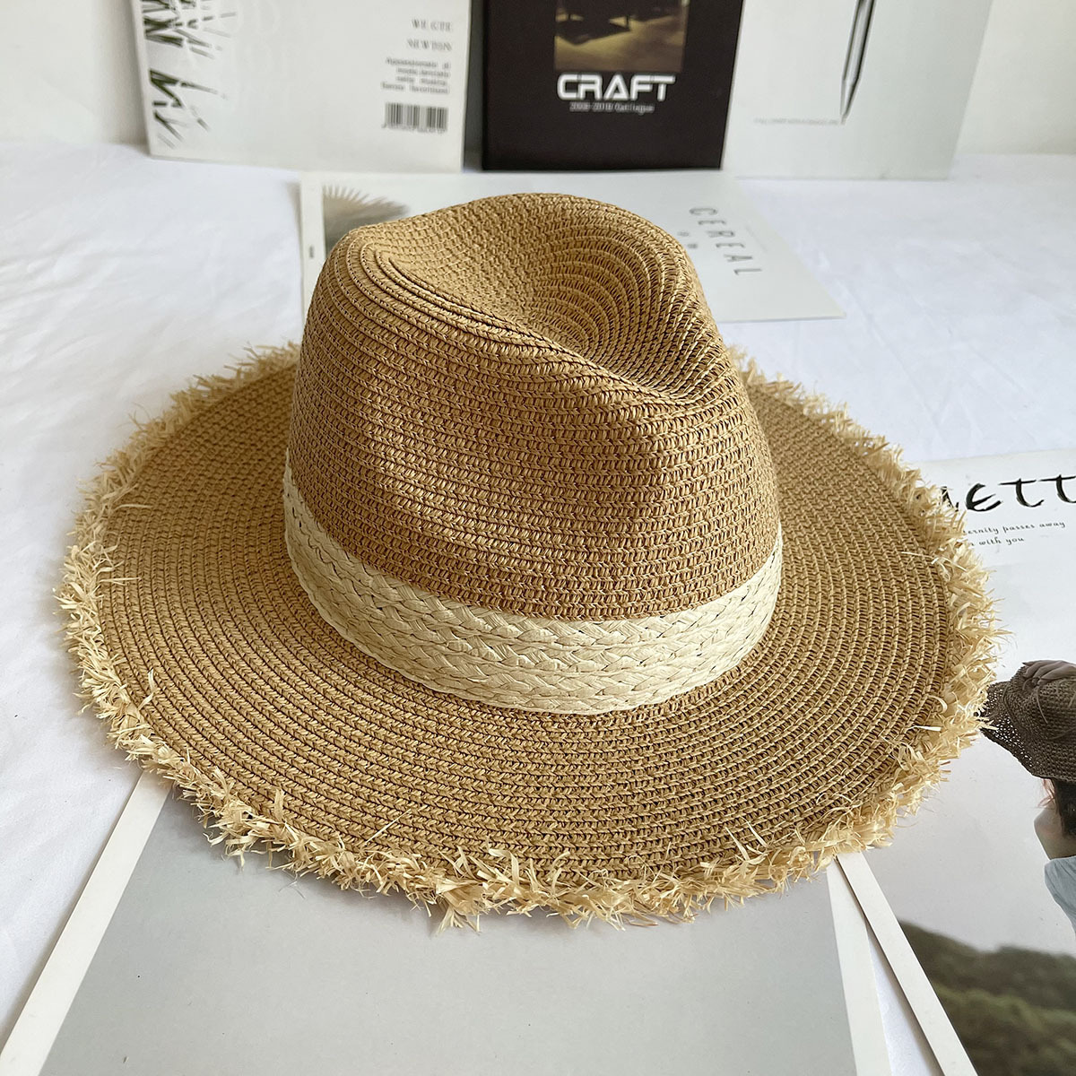 Fringed Brim Panama Hat Wide B - Bucket Hat Straw avis et prix