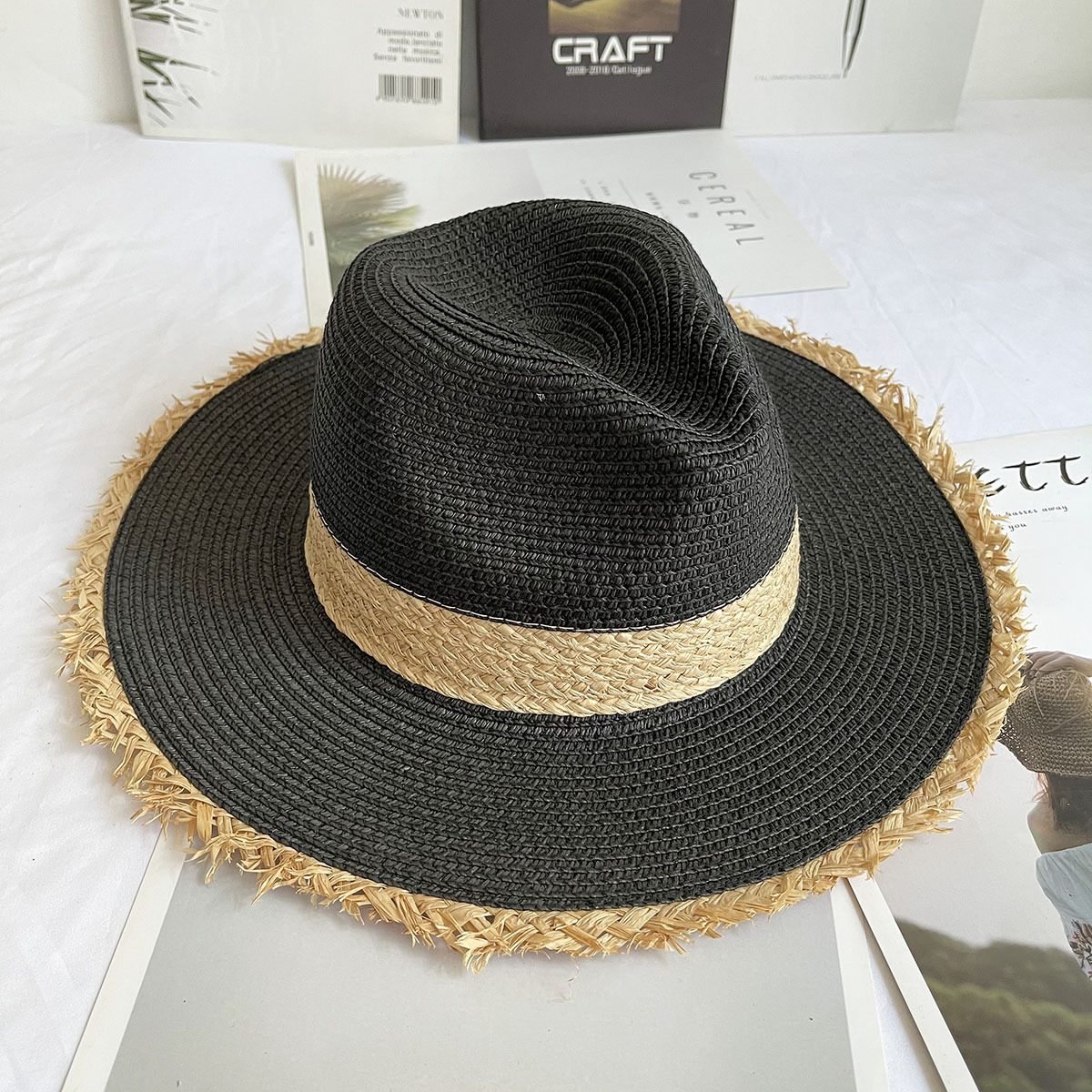 Fringed Brim Panama Hat Wide B - Bucket Hat Straw avis et prix