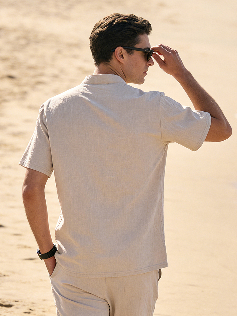 Men's Cotton Linen Henley Shir - Linen Shirt Breathable avis et prix