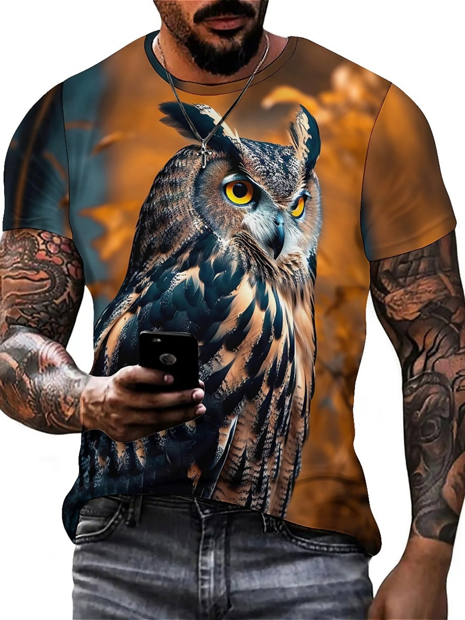 Men's & Women's 3D Print Owl G - Tee Graphic Print avis et prix