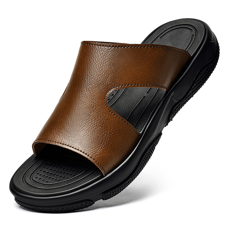 Men's Leather Slide Sandals No - Flip Flop Leather Men avis et prix