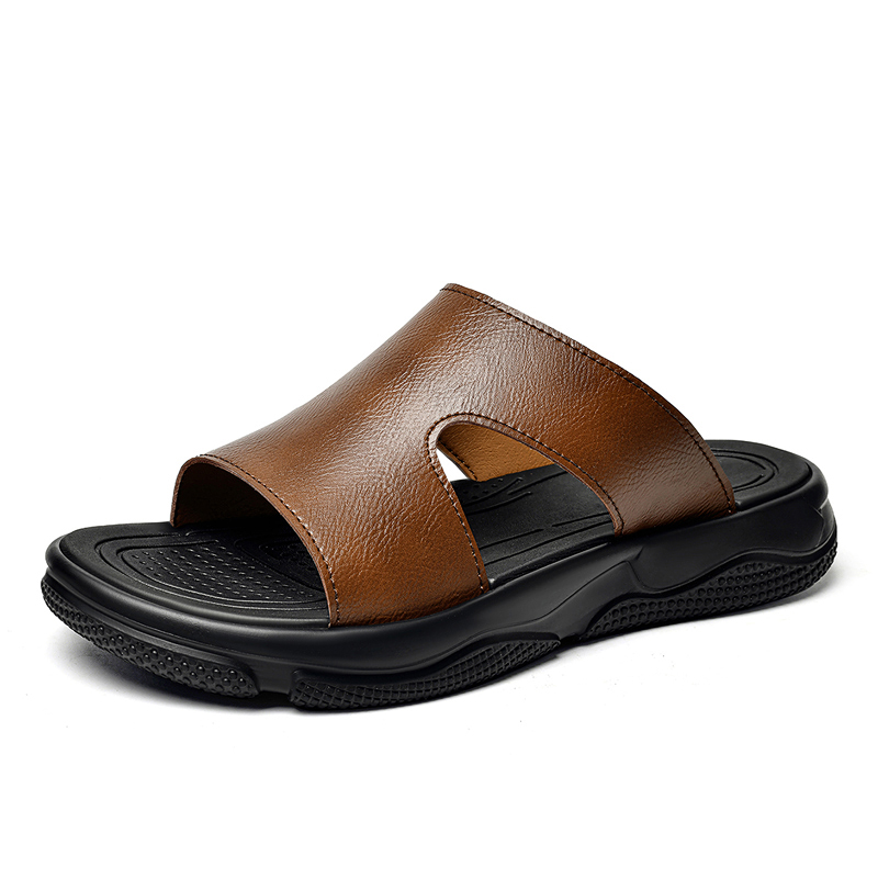 Men's Leather Slide Sandals No - Flip Flop Leather Men avis et prix