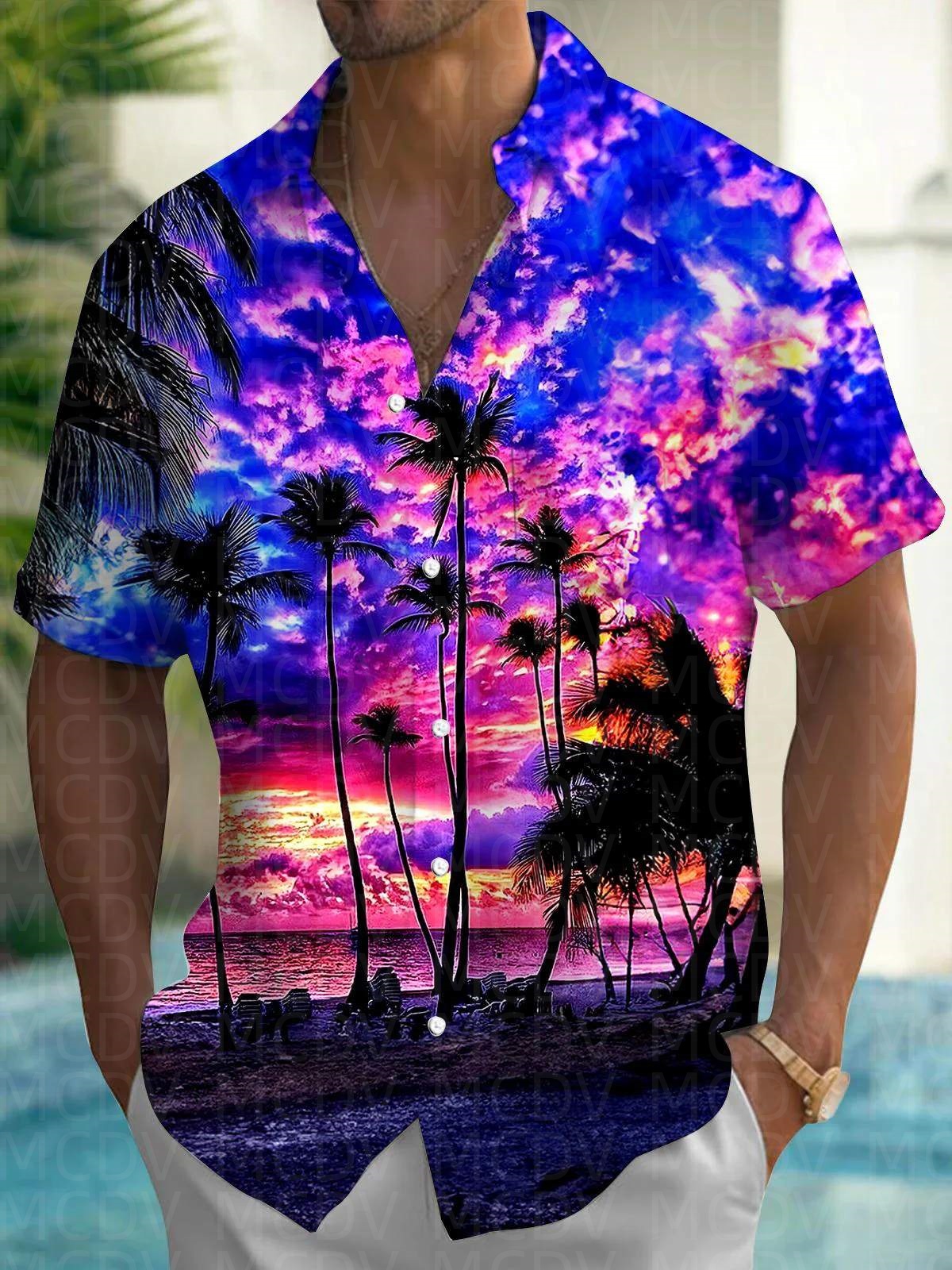 Cute Pattern Men's Hawaiian Sh - Shirt Camp Collar avis et prix