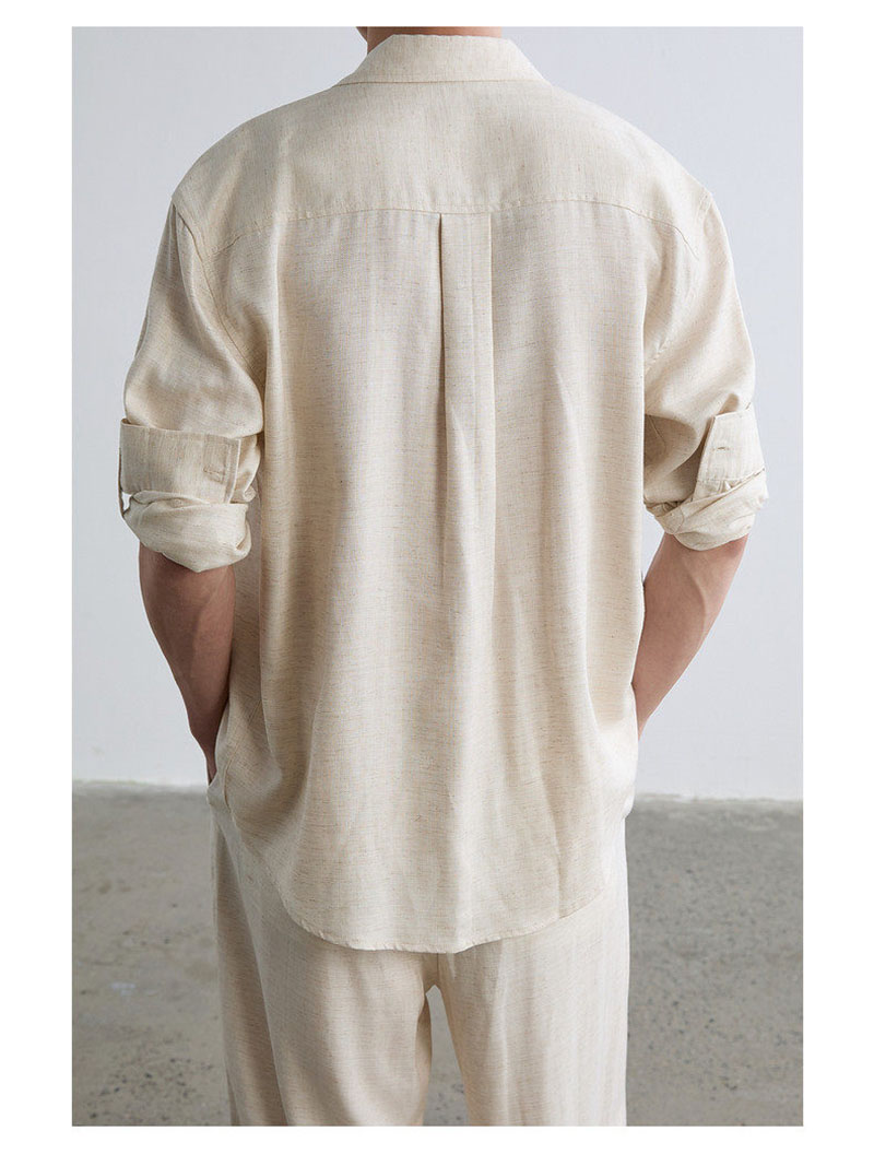 High-end Natural Linen Men's S - Linen Shirt Breathable avis et prix