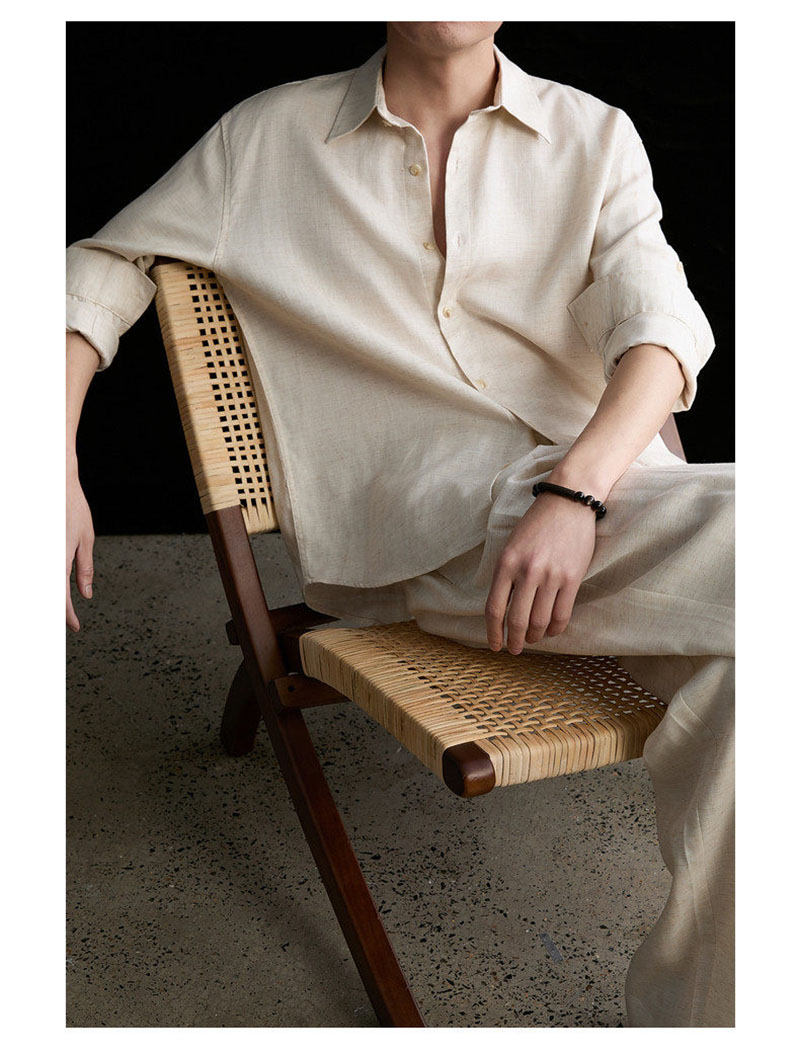 High-end Natural Linen Men's S - Linen Shirt Breathable avis et prix