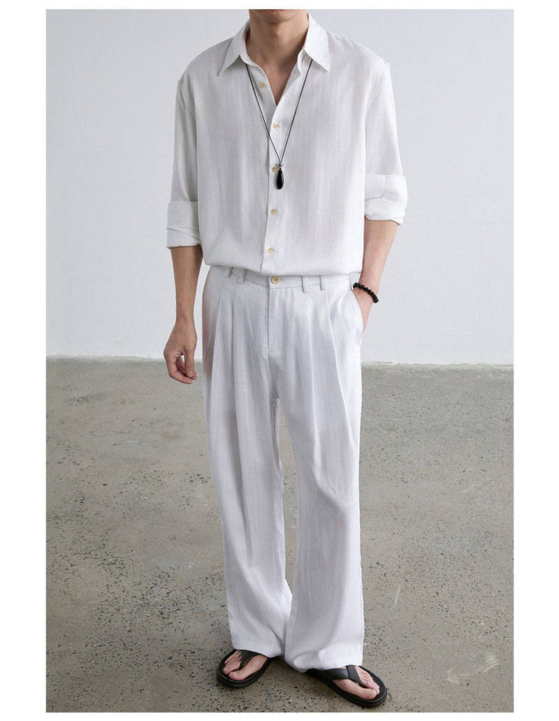 High-end Natural Linen Men's S - Linen Shirt Breathable avis et prix
