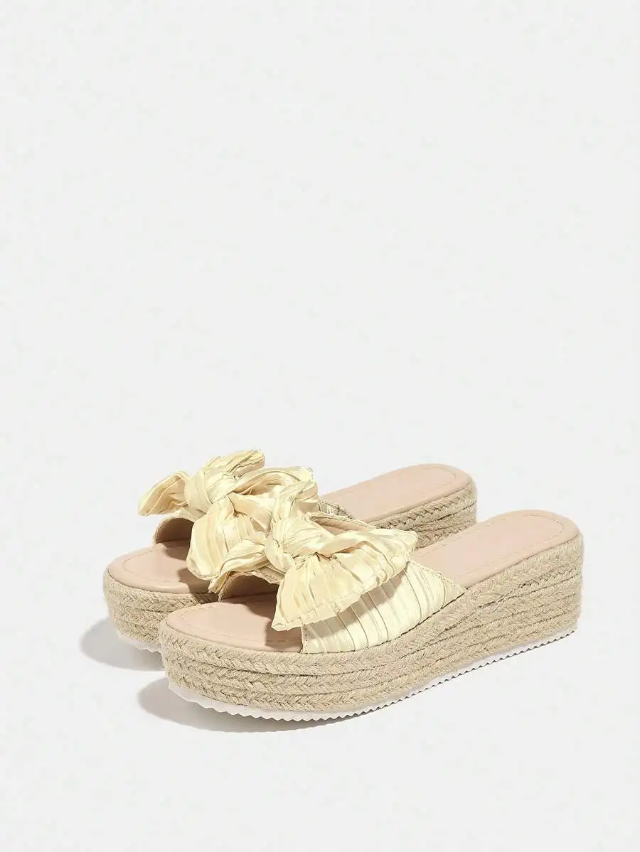 Pleated Satin Bow Espadrille P - Espadrille Slip On avis et prix