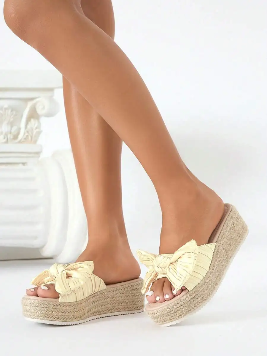 Pleated Satin Bow Espadrille P - Espadrille Slip On avis et prix