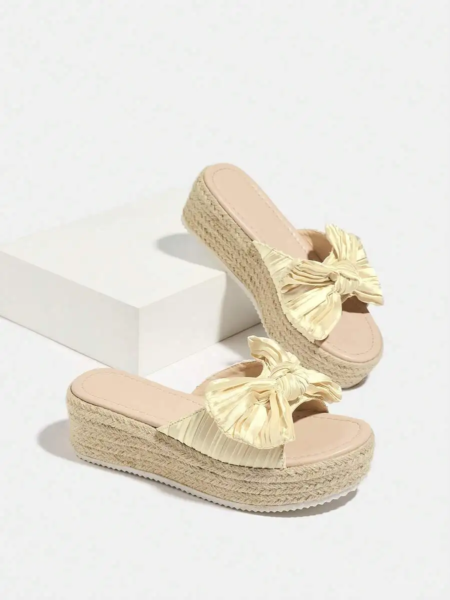 Pleated Satin Bow Espadrille P - Espadrille Slip On avis et prix