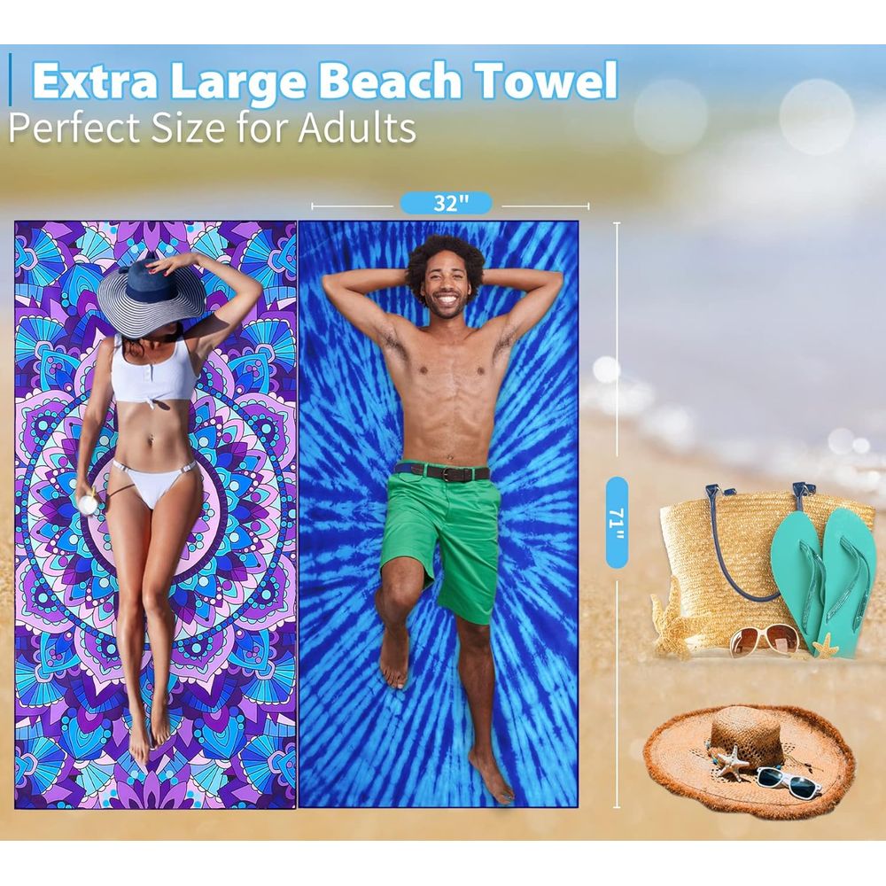Lightweight Oversized 71x32 Be - Beach Towel Large avis et prix