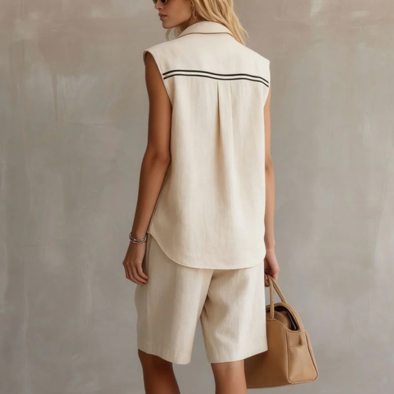 Summer Fashion Solid Linen Ble - Shirt Camp Collar avis et prix