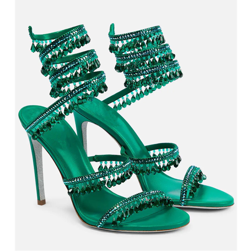 Sexy Green Crystal Fringe Stil - Casual Sandal Leather avis et prix