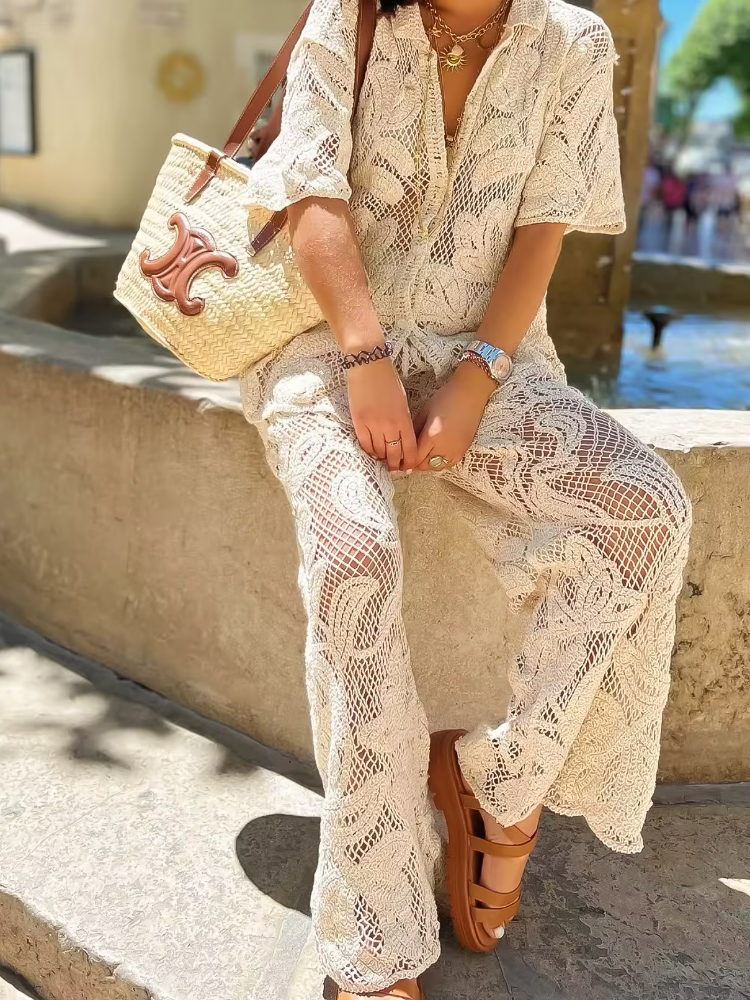 Women's Stylish 2 Piece Set Cr - Resort Shirt Floral avis et prix