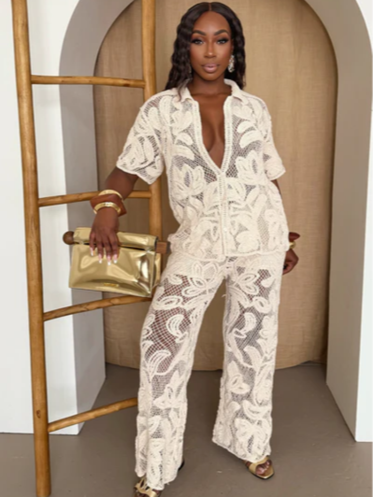Women's Stylish 2 Piece Set Cr - Resort Shirt Floral avis et prix