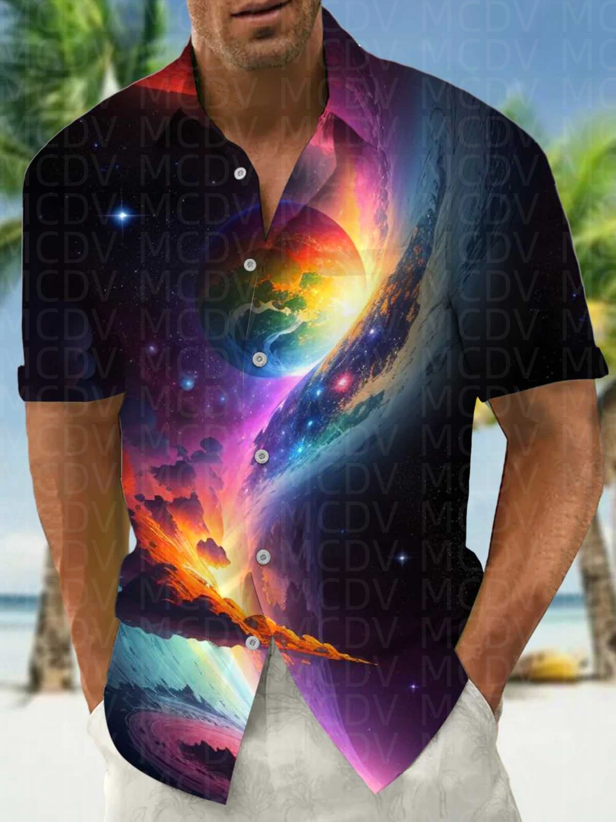 Sun Pattern Style Men's Hawaii - Shirt Camp Collar avis et prix