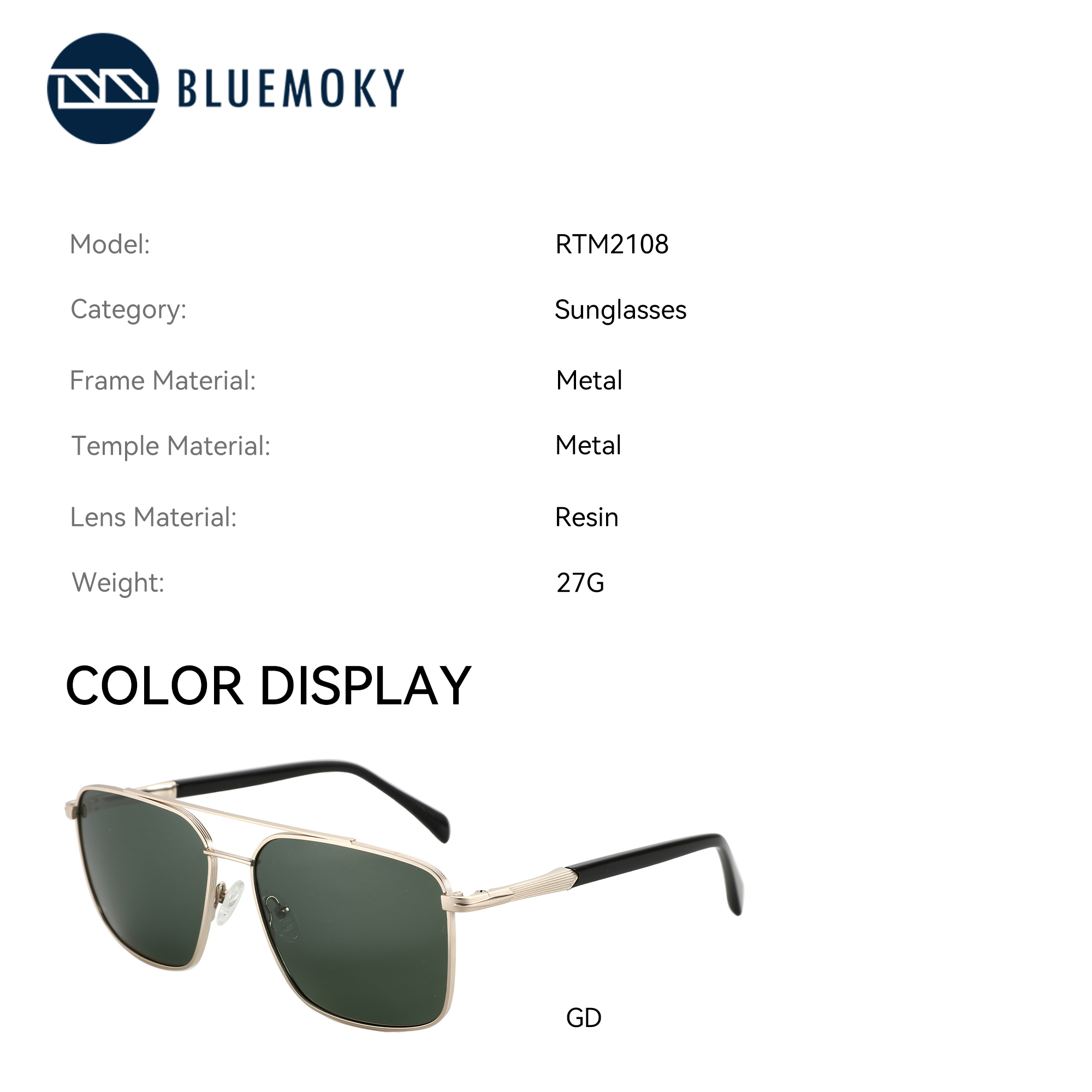BLUEMOKY L Size Fashion Metal  - Sunglasses Aviator Polarized avis et prix