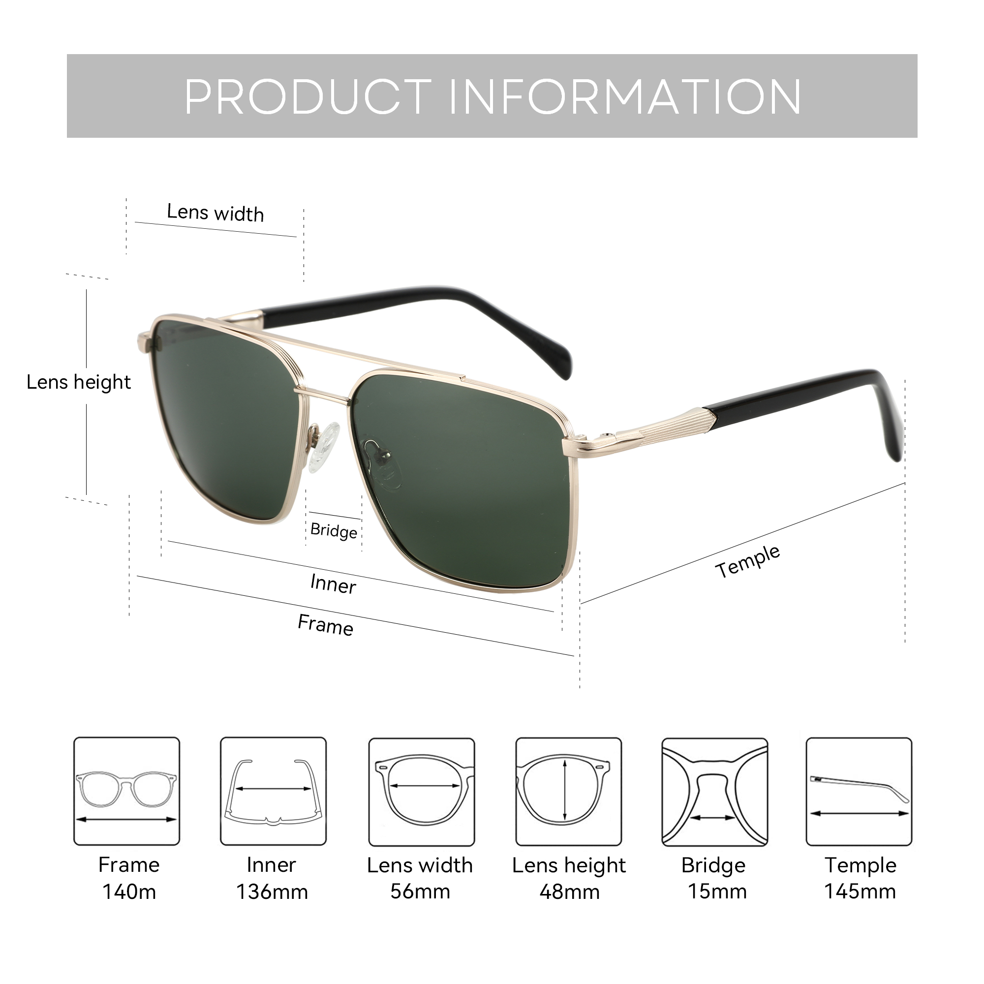 BLUEMOKY L Size Fashion Metal  - Sunglasses Aviator Polarized avis et prix