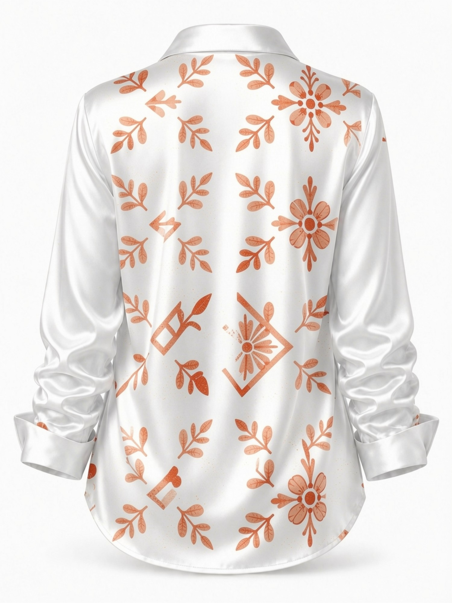Cream Orange Floral Satin Blou - Resort Shirt Floral avis et prix