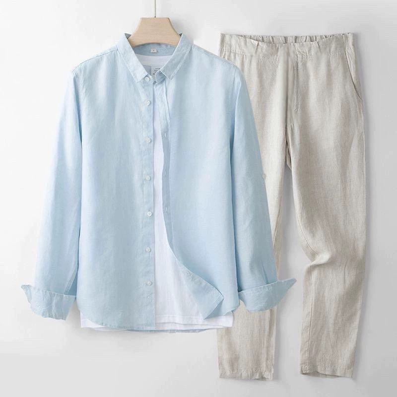 Spring New Men's Cotton Linen  - Linen Shirt Breathable avis et prix