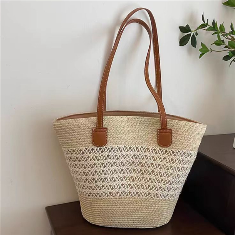 Large Capacity Straw Woven Bag - Bucket Hat Straw avis et prix