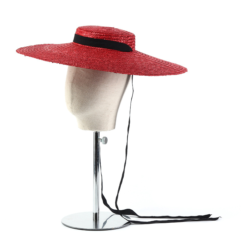 15cm Wide Brim Straw Hat Flat  - Bucket Hat Straw avis et prix