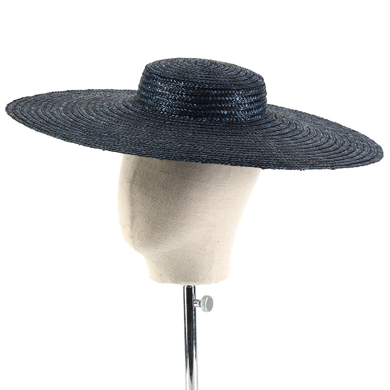 15cm Wide Brim Straw Hat Flat  - Bucket Hat Straw avis et prix
