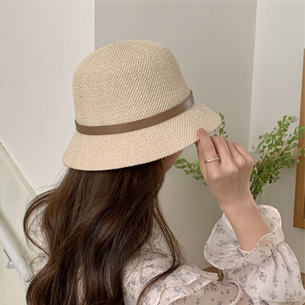 Korean PU Leather Belt Women S - Bucket Hat Straw avis et prix