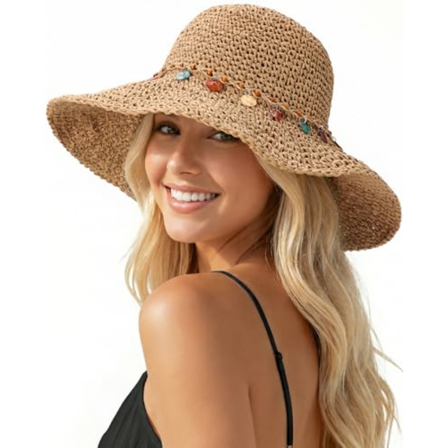 Beach Sun Hats for Women, Stra - Packable Hat Nylon avis et prix