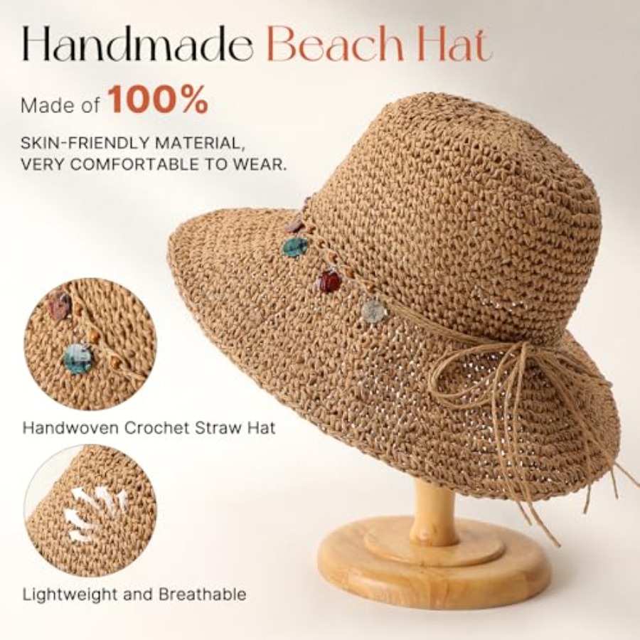 Beach Sun Hats for Women, Stra - Packable Hat Nylon avis et prix
