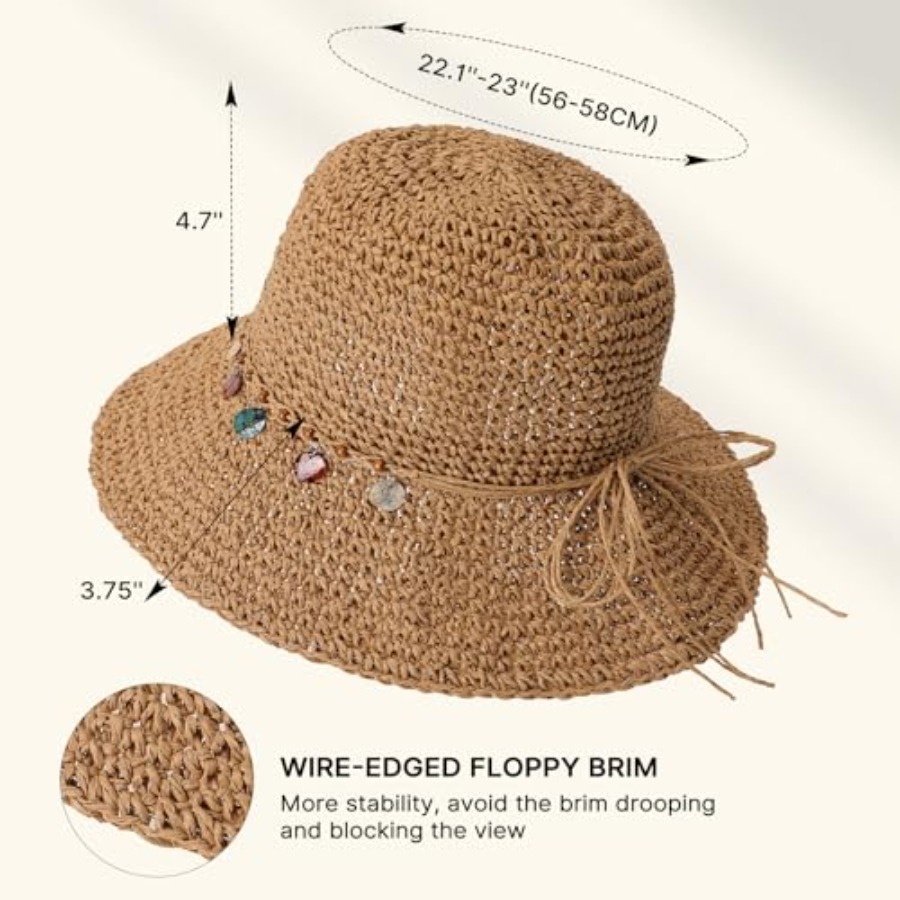 Beach Sun Hats for Women, Stra - Packable Hat Nylon avis et prix