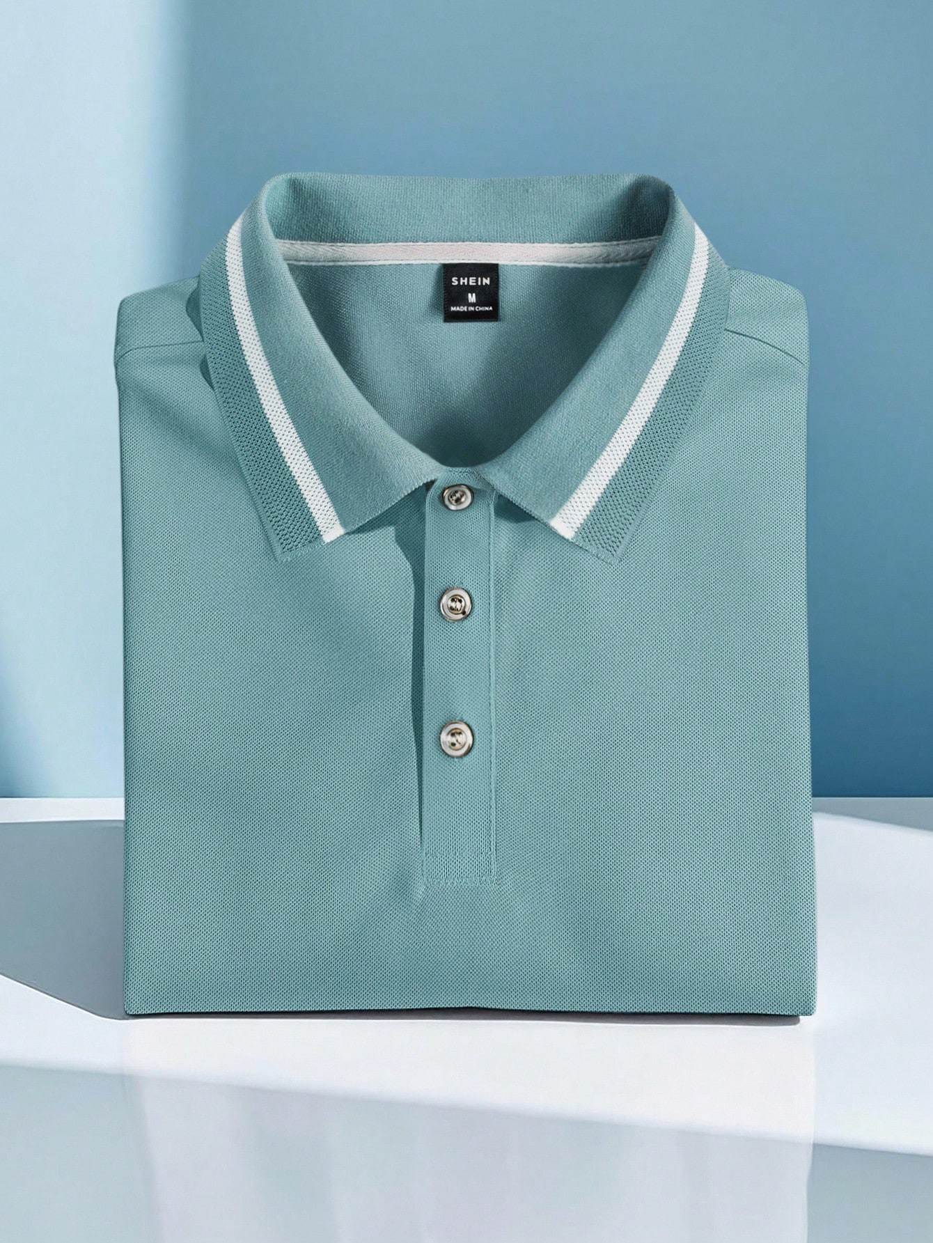 Men's Light Teal Short Sleeve  - Polo Shirt Pique avis et prix