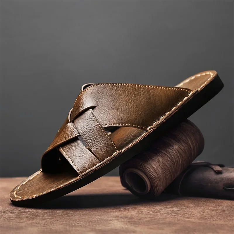 Genuine Leather Men Casual San - Flip Flop Leather Men avis et prix