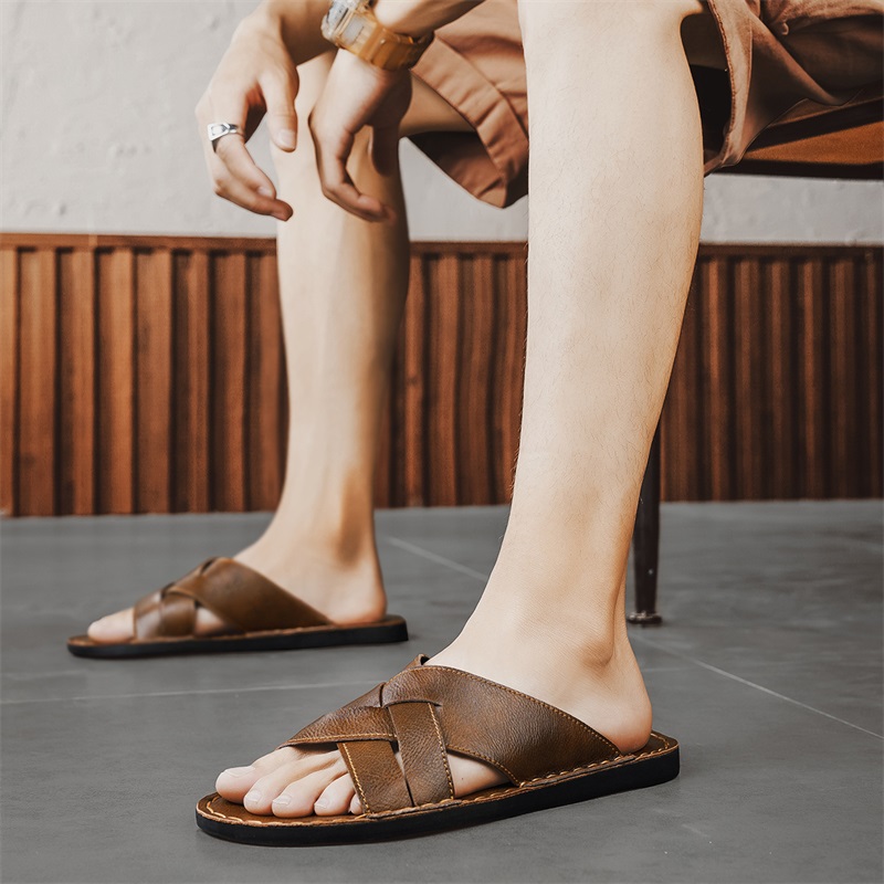 Genuine Leather Men Casual San - Flip Flop Leather Men avis et prix