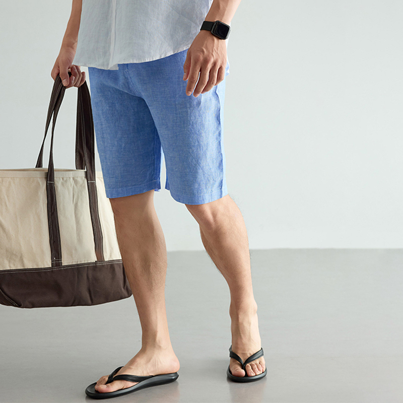 Men's Linen Cotton Shorts Summ - Short Linen Drawstring avis et prix
