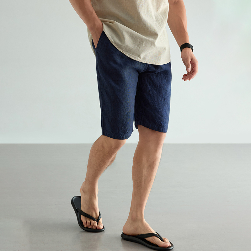 Men's Linen Cotton Shorts Summ - Short Linen Drawstring avis et prix