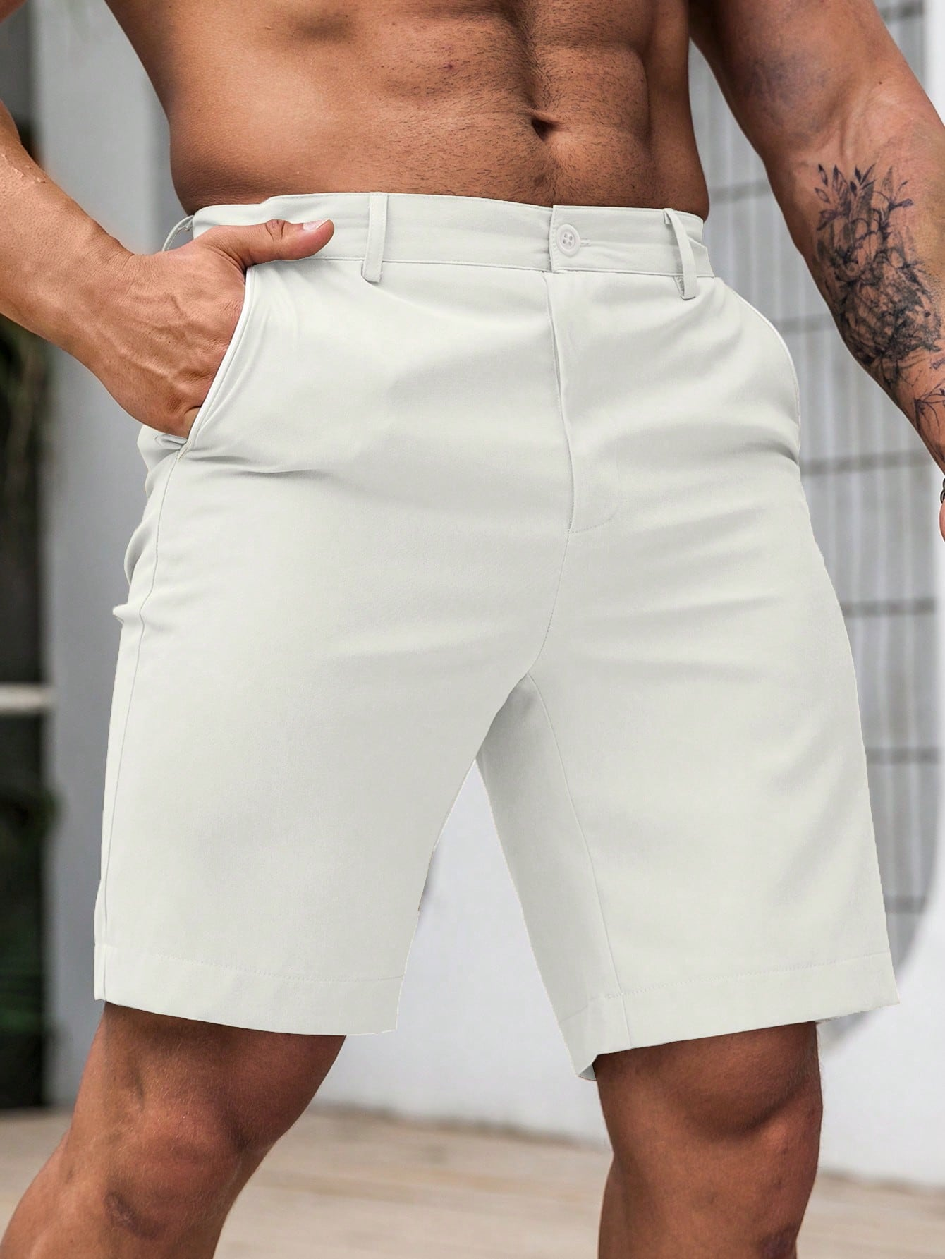 Men's Solid Chino Casual Short - Shorts Chino Slim avis et prix