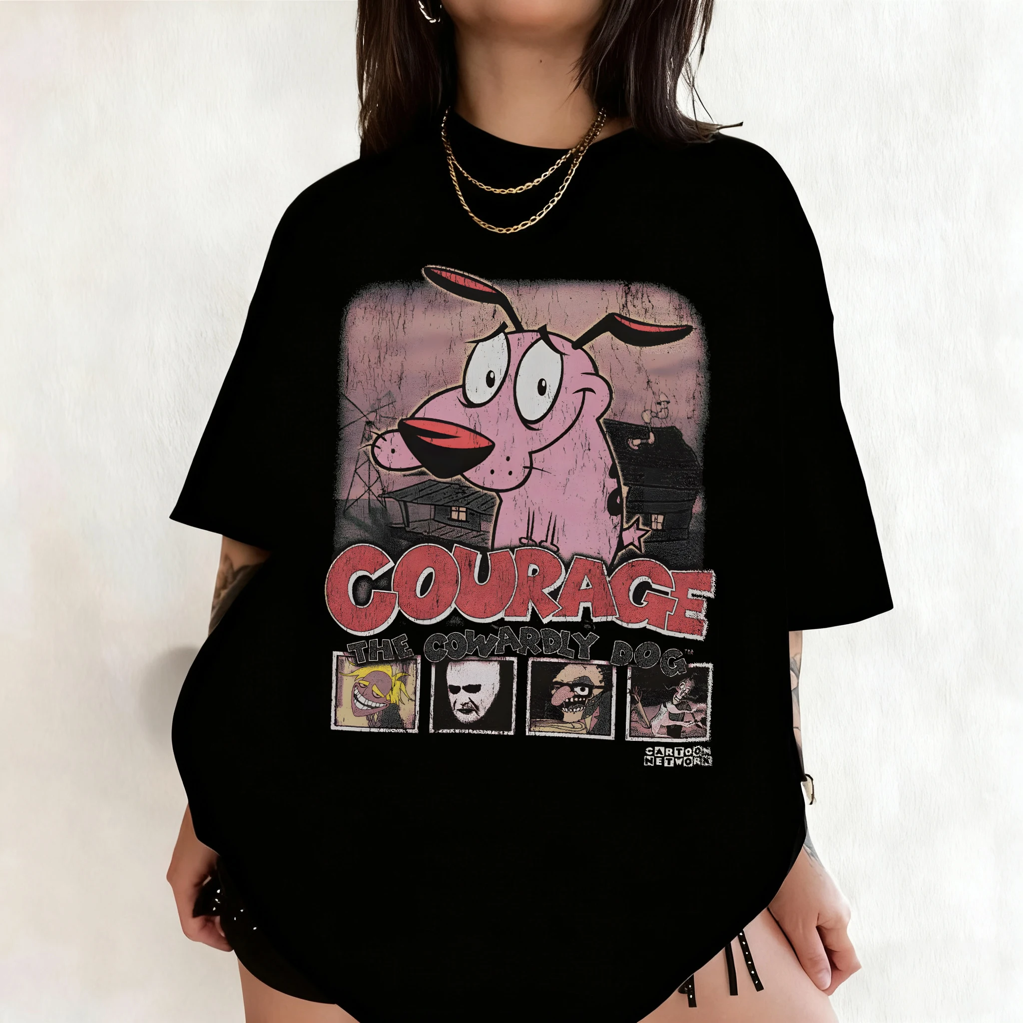 Summer Vintage Courage The Cow - Tee Graphic Print avis et prix