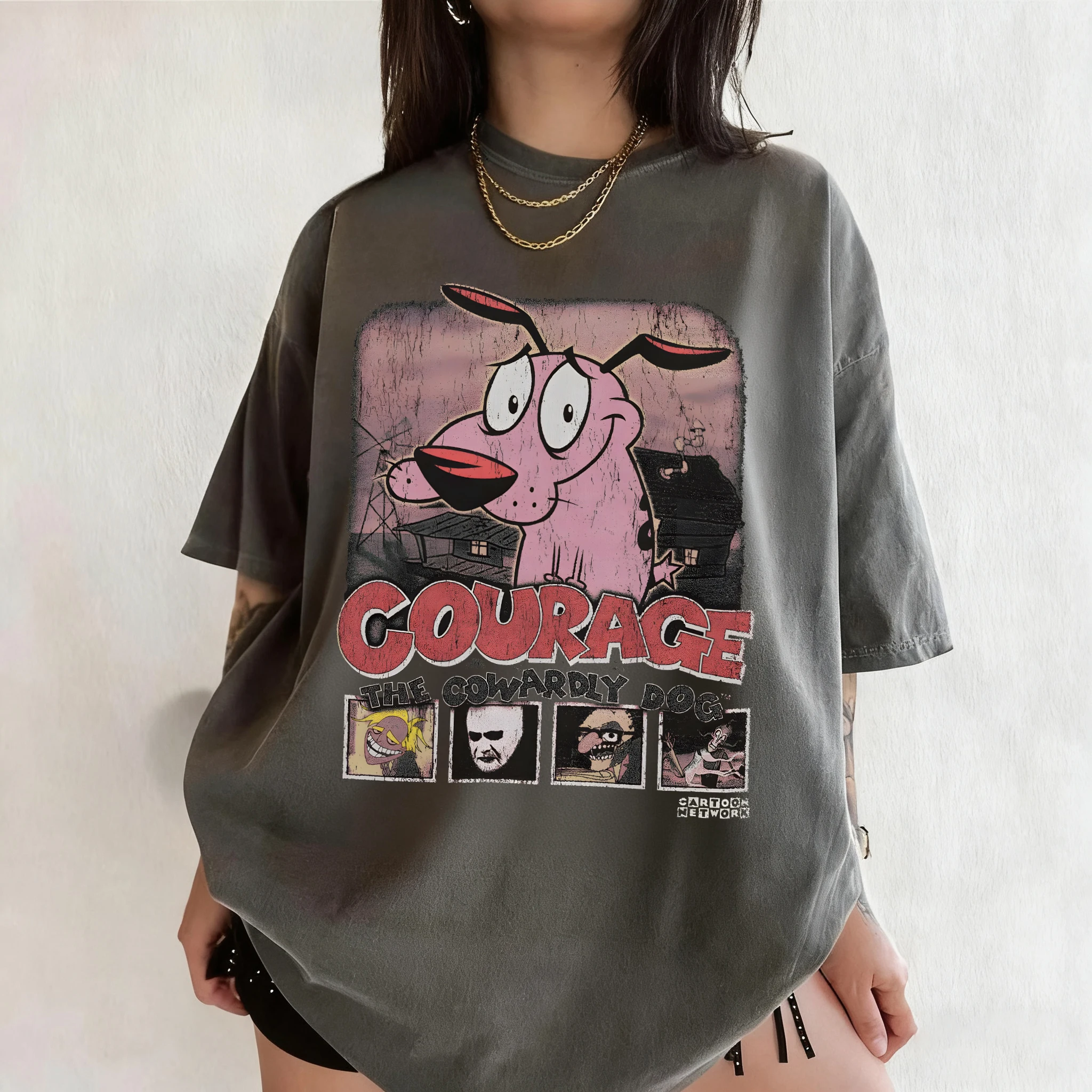 Summer Vintage Courage The Cow - Tee Graphic Print avis et prix
