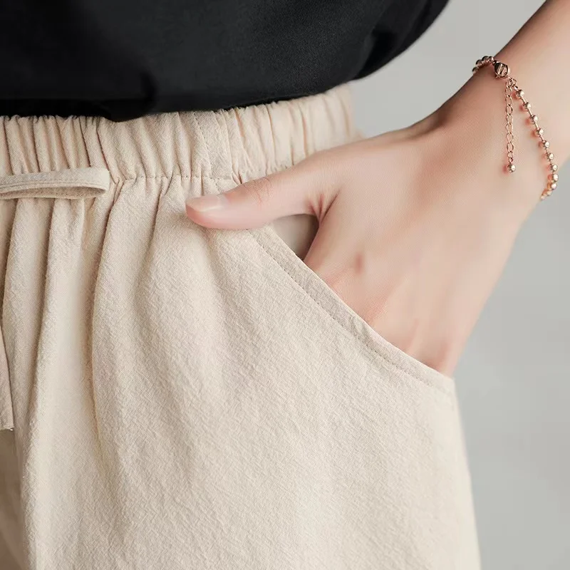 2024 New Summer Cotton Linen B - Short Linen Drawstring avis et prix