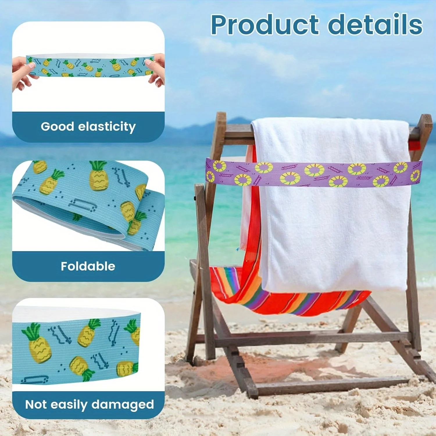 5Pcs  Large Towel Bands for Be - Beach Towel Large avis et prix