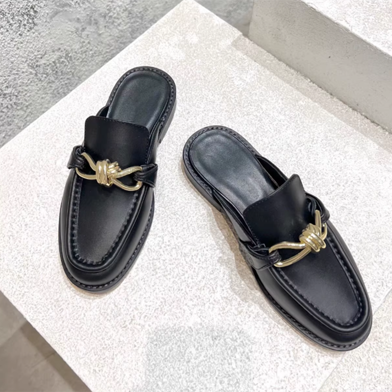 Metal Buckle Half Slippers For - Flip Flop Leather Men avis et prix