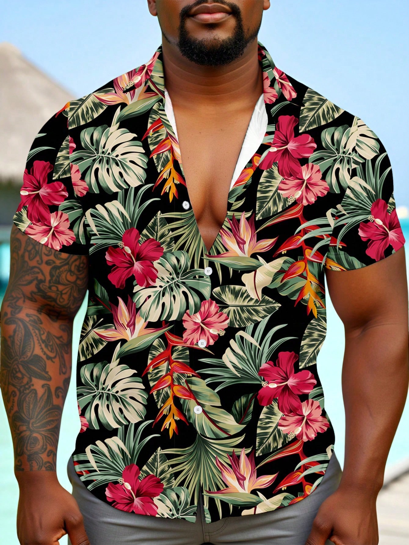 Casual Hawaiian Shirt Men Trop - Resort Shirt Floral avis et prix