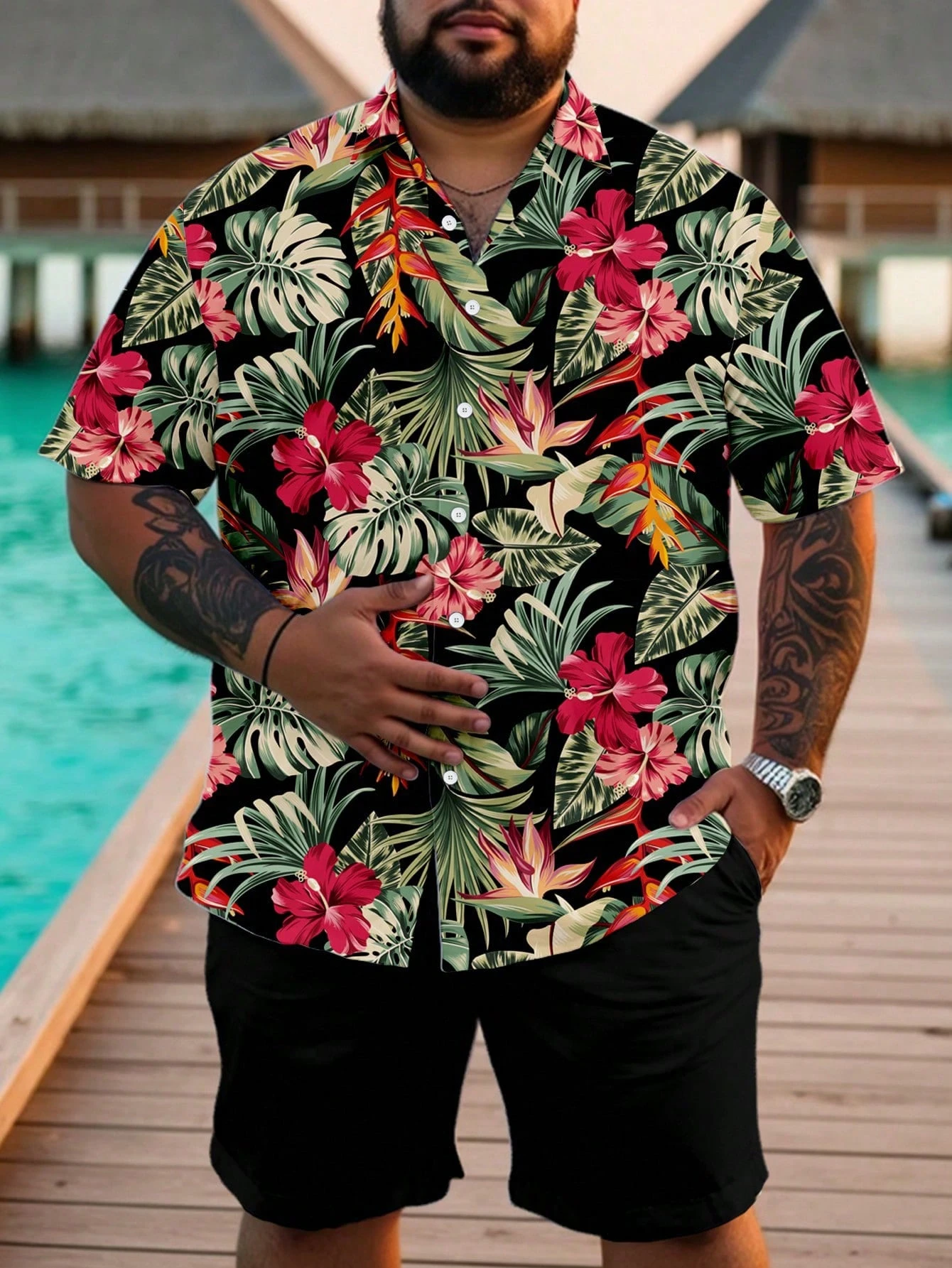Casual Hawaiian Shirt Men Trop - Resort Shirt Floral avis et prix